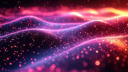 Obraz premium abstract scientific wallpaper of unfocused glowing lines visualizing magnetic fields long exposure neon background