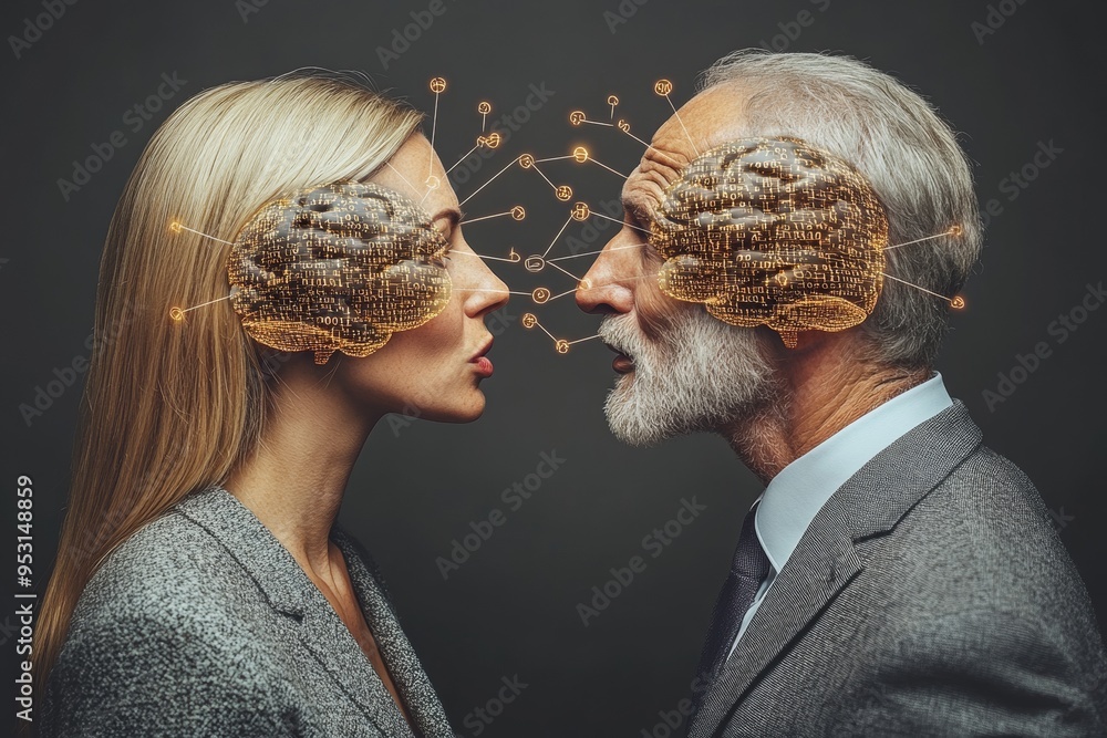 Poster cognitive loving monochrome image of a tree growing from a brain symbolizing the connection between 