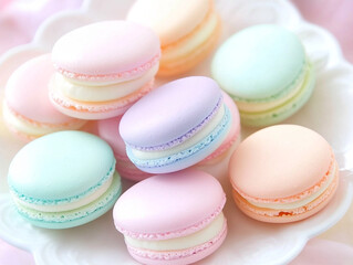 Obraz premium French macarons in pastel colors.