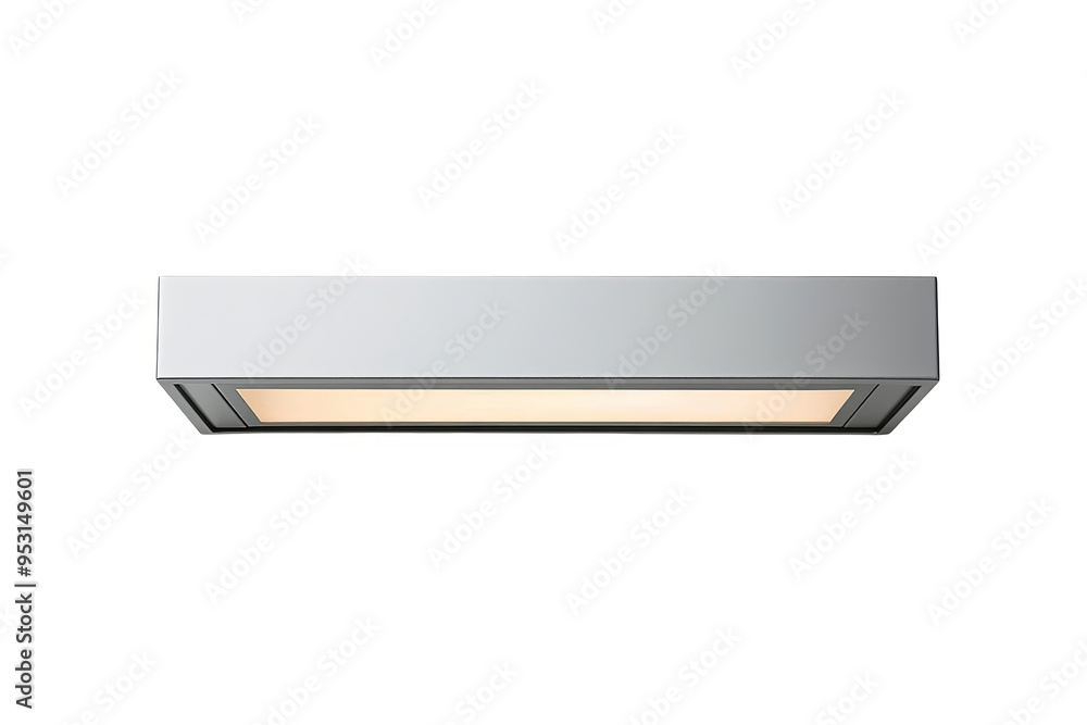 Wall mural modern rectangular ceiling light fixture with a white frame and a warm white light source.