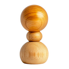 Elegant wooden sculpture featuring stacked spheres, showcasing natural grain and smooth finish, perfect for home decor or design projects.