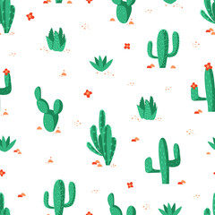 Cactus pattern. Seamless succulent print. Floral ornament