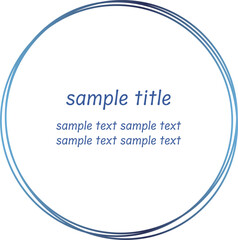 青いグラデーションの丸いあしらいフレーム01