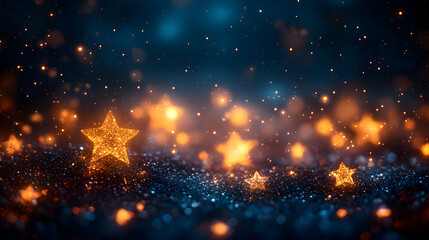 Weihnachtshintergrund mit leuchtenden Sternen, made by AI