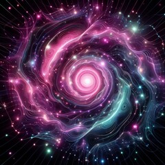 Fototapeta premium a black background with light pink, purple, blue and green lights Generative AI 