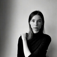 A woman portrait (black and white photography)