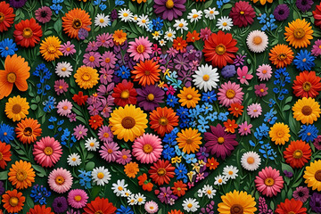 Heart Surrounded by Colorful Flowers – Symbolizing Love, Beauty, and Harmony of Nature