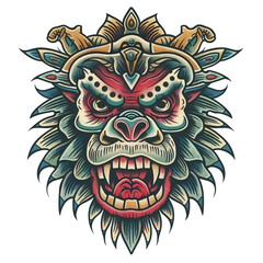 Fototapeta premium Yeti head very simple traditional tattoo flash styles illustration