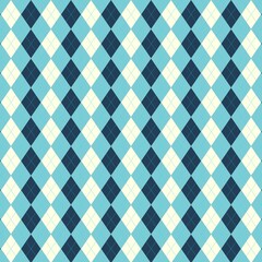 Argyle seamless pattern in blue tone wallpaper background 