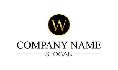 Golden W logo and text