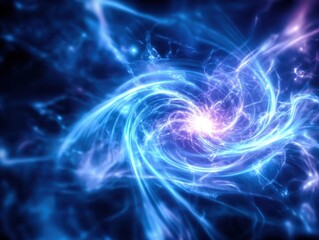 Obraz premium Vibrant blue abstract energy swirl on dark background, representing power, motion, and dynamic cosmic elements.