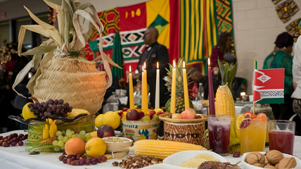 Kwanzaa, Kwanzaa holiday concept, Holiday African, Lighting Candles for Kwanzaa Holiday.