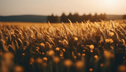 Fototapeta premium wheat field at sunset