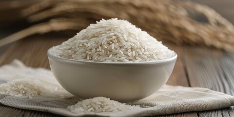 Medium Grain White Rice Served in a Newly Prepared White Bowl