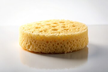 Soft, delicate sponge illuminated by a subtle rim of light, creating a sense of airiness and minimalism on a clean white background.