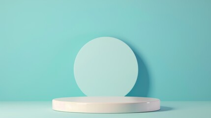 Product showcase podium, sleek design, vibrant blue backdrop, three-dimensional representation, ideal for highlighting merchandise and enhancing visual appeal.