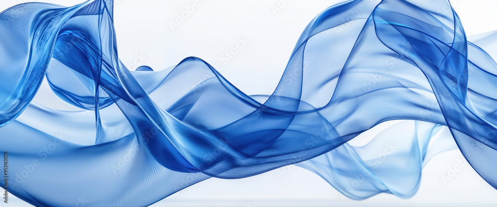 Poster Abstract blue wave background with flowing lines design