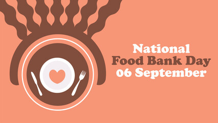 National Food Bank Day vector banner design with geometric shapes and vibrant colors on a horizontal background.