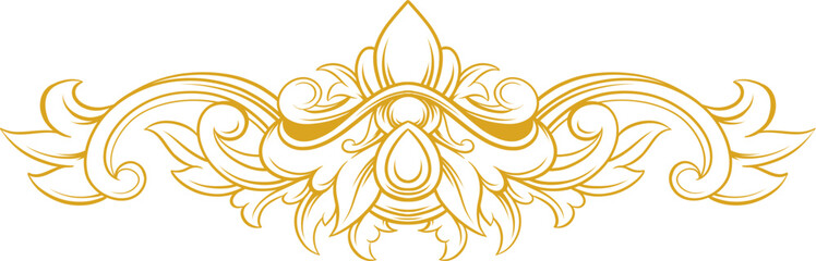 engraved vintage gold leaf flower ornament