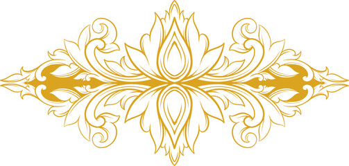 engraved vintage gold leaf flower ornament