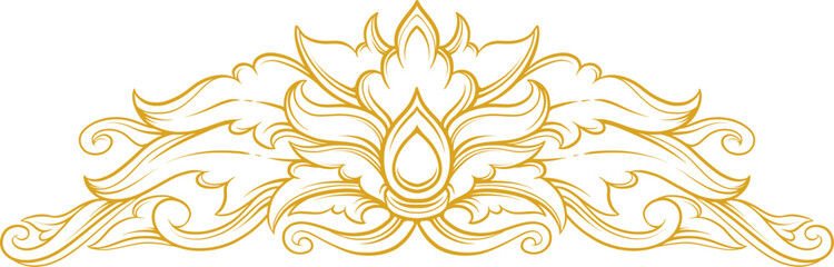 engraved vintage gold leaf flower ornament