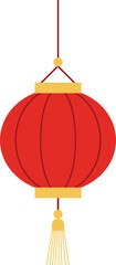 Red Hanging Chinese Lantern flat vector.
Lunar New Year and Mid-Autumn Festival Lantern Decoration image. 
Chinese lantern festival isolated svg.