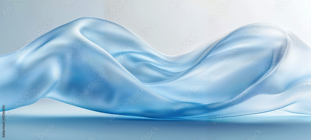 Poster Soft flowing blue fabric texture with gentle waves. Abstract background design for banners and presentations