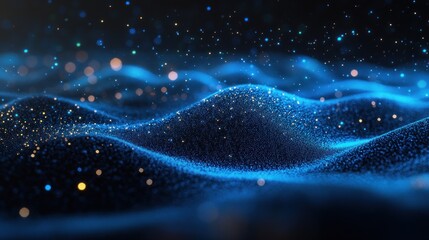 Abstract Blue Glitter Waves