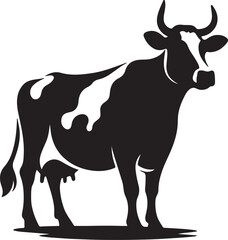 Print create cow silhouette vector style with white background