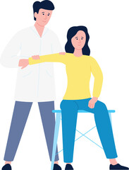 Therapist check woman arm. Medical bone exam