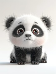 Obraz premium Cute baby panda on a white background.