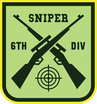 Sniper division emblem. Military combat force patch