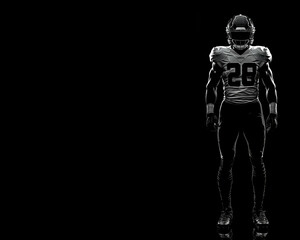 Fototapeta premium An American football player stands at full height. Copy space