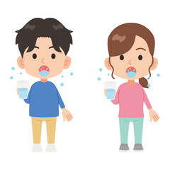 うがいをする人　男女セット