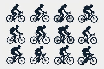 Fototapeta premium A person riding a bike in various poses, great for sports or adventure themes