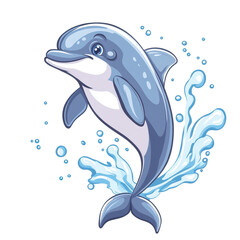 Obraz premium A cheerful dolphin splashing in the ocean, capturing the essence of marine life with vibrant colors and playful energy.