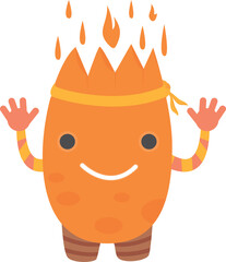 Burning monster cartoon character. Hell creature mascot