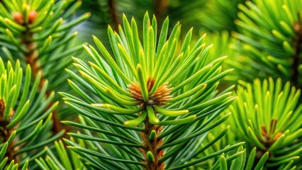 Extreme Close-Up View Of The Sharp, Green Needles Of A Pine Tree, Capturing Their Intricate Details And Textures.