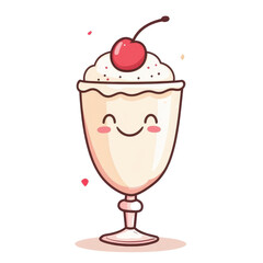 Cute ice cream sundae in a glass cup, topped with whipped cream and a cherry, perfect for dessert lovers.