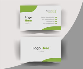 Simple and clean business card template vector design. Green business card.
