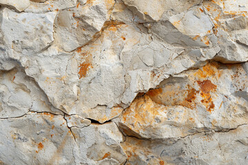 A rock wall with a lot of cracks and rust