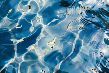 The water is calm and clear, with ripples that create a sense of movement