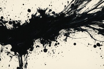 Abstract black ink splatter on white background