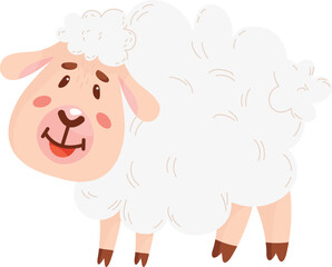 Baby lamb cartoon character. Cute little sheep