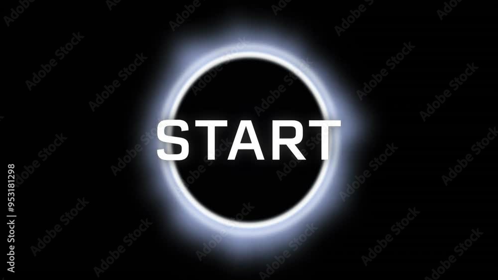 Poster glowing circle with start text animation on black background