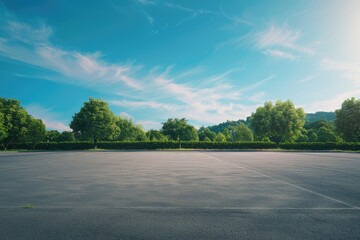 Abandoned parking area with trees behind