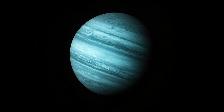 Uranus in the infrared spectrum showcasing its unique features against a dark cosmic backdrop