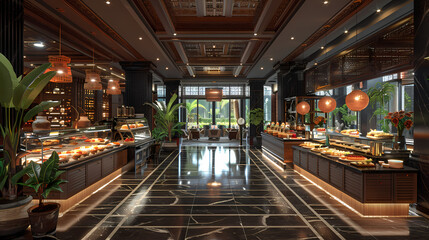 Decoration of luxury hotels and resorts with food