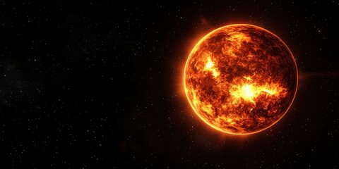 Fototapeta premium Sun displayed in infrared spectrum against a black space background with no stars visible at a certain astronomical perspective