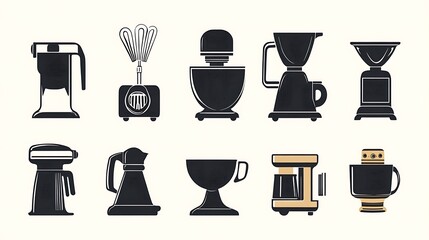  silhouette symbols of blender blades white background